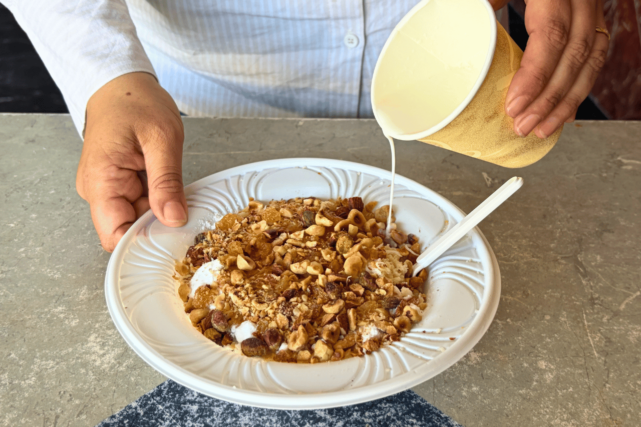 Koskosi sweet couscous with nuts.