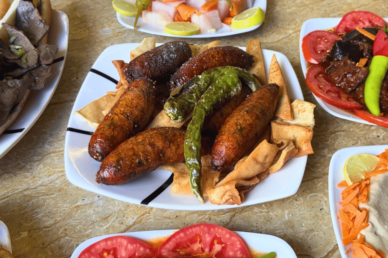 Stuffed rice sausage.