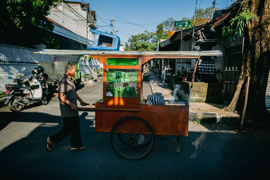Vendor on the move.