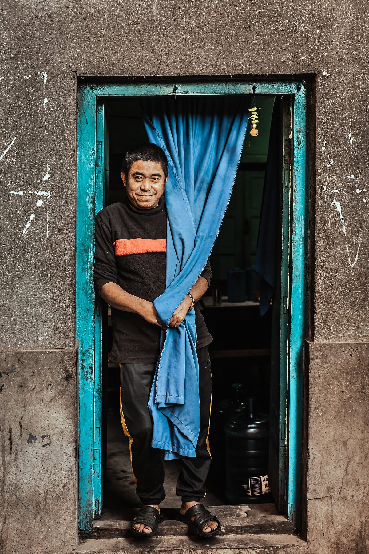 Blue doorway.