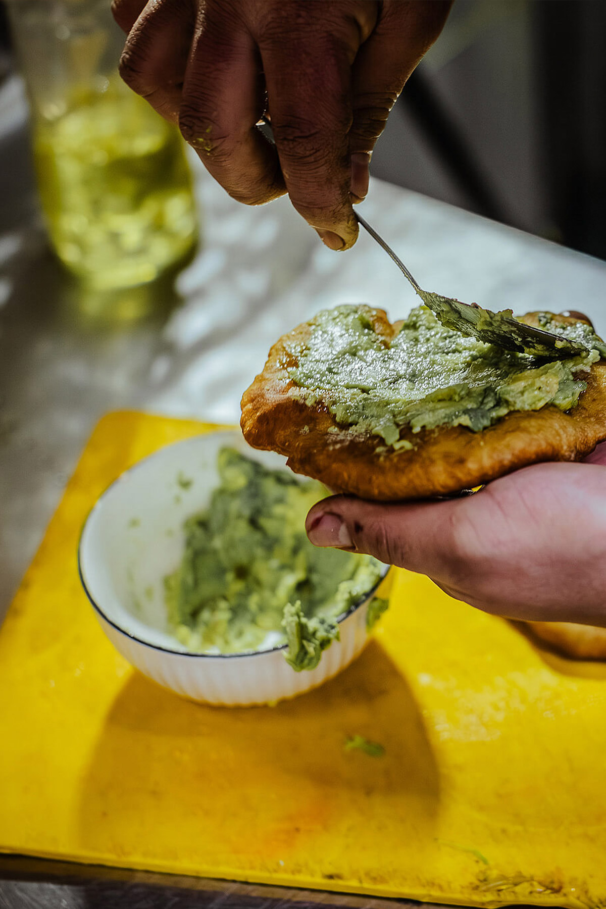 Sopaipilla and palta.