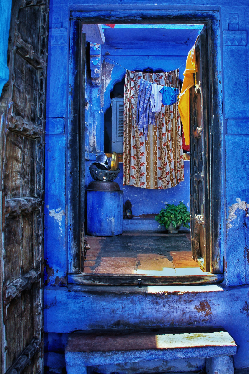 Blue doorway.