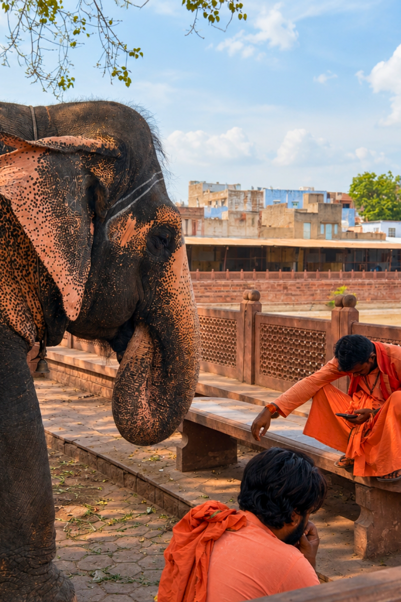Elephant at dusk.