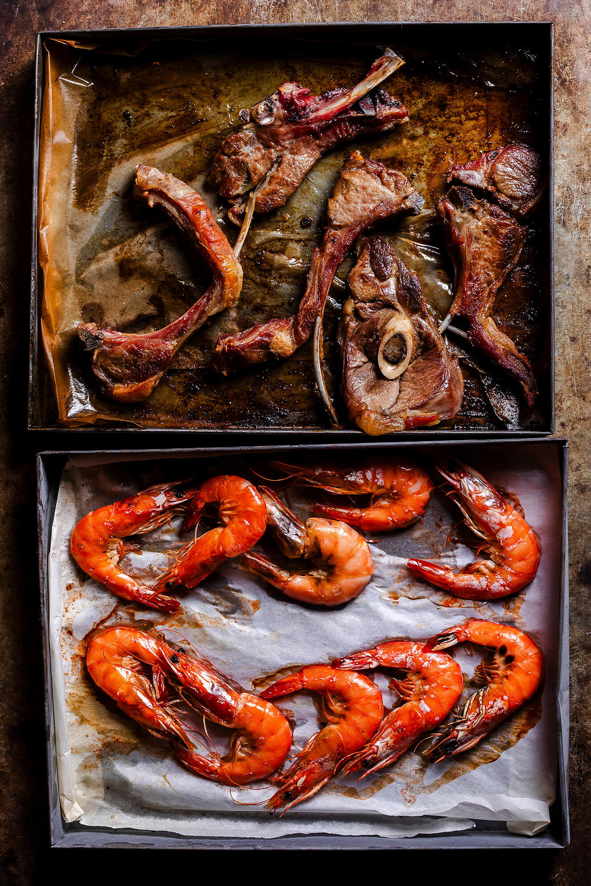 Prawns from the oven.