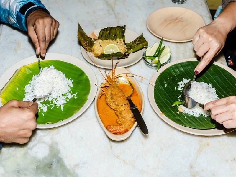 Bhetki paturi lunch.