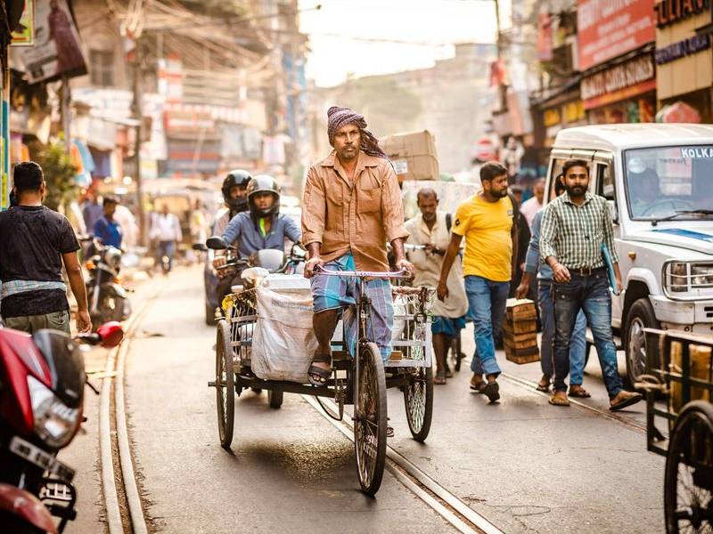 Cycle-rickshaw traffic.