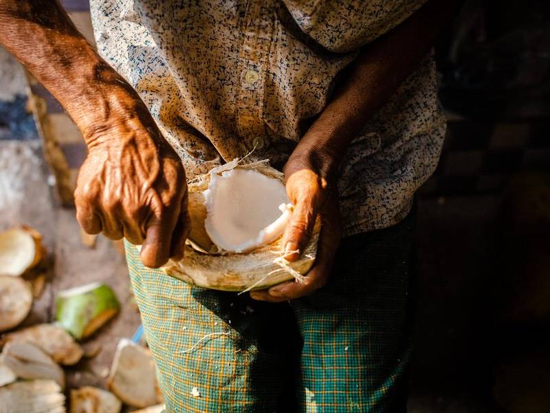 Fresh coconut flesh.