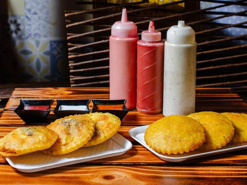Empanadas with salsas.