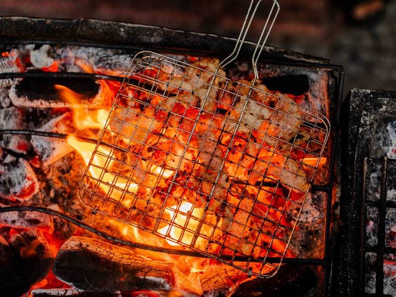 Hot charcoal.