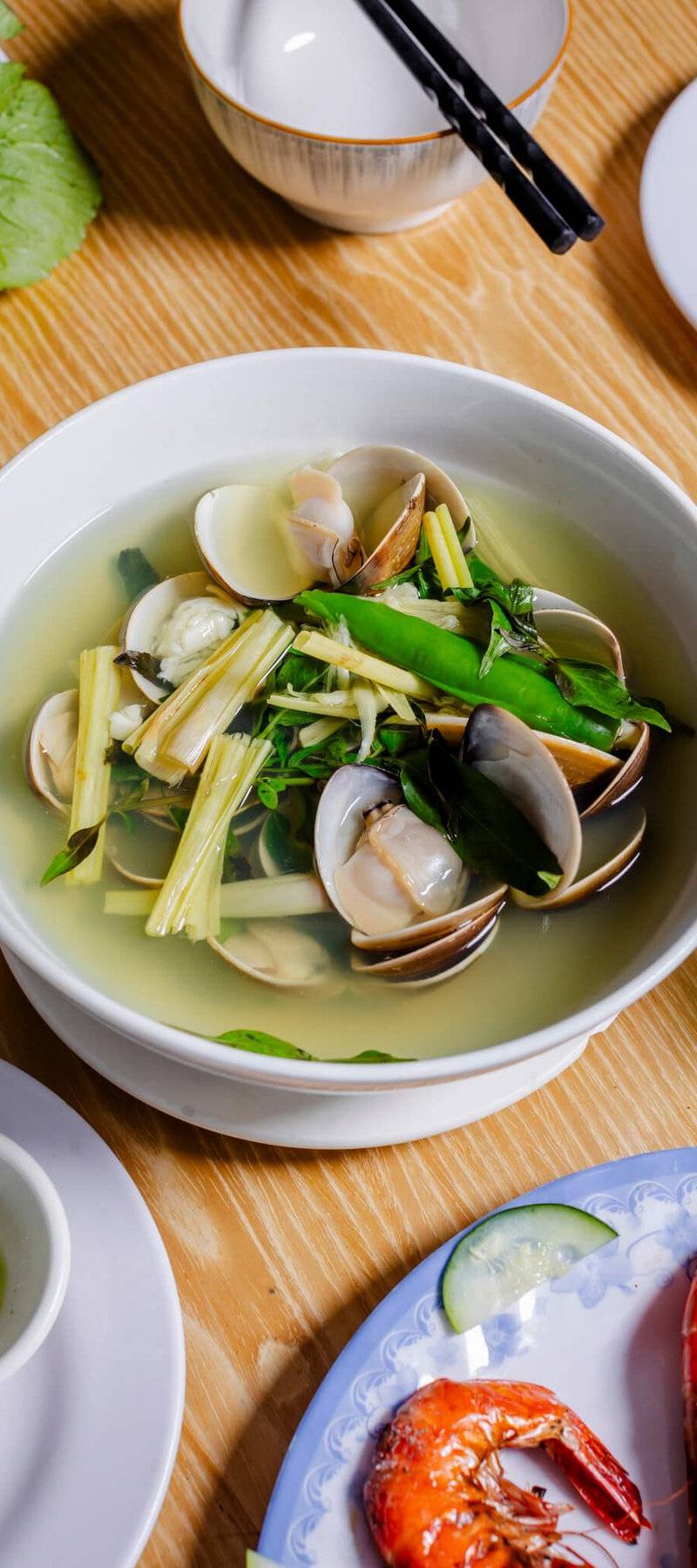Nghêu hấp clams.