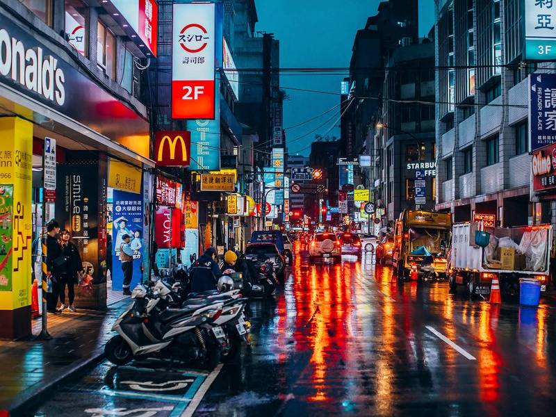 Ximending in rain.