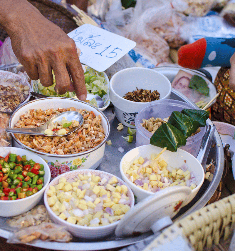 Leaf-wrapped miang kham.