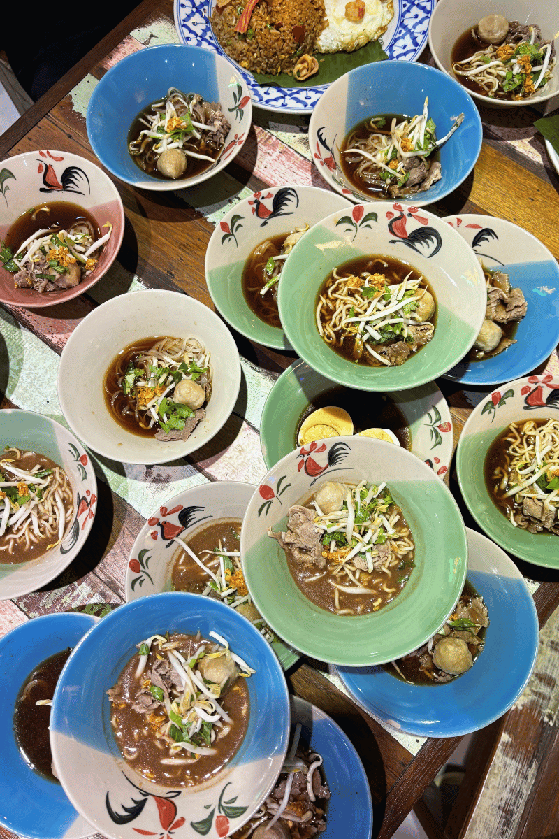 Bowls of boat noodles.