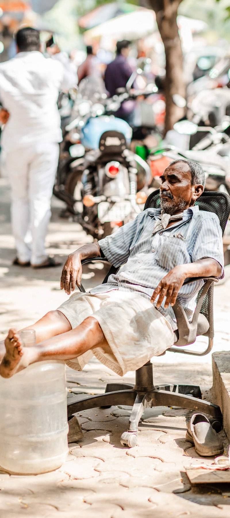 Sidewalk siesta.