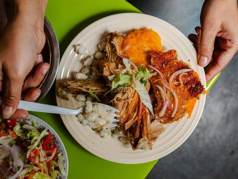 Succulent hornado pork.