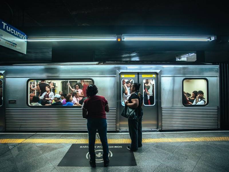Catching the subway.