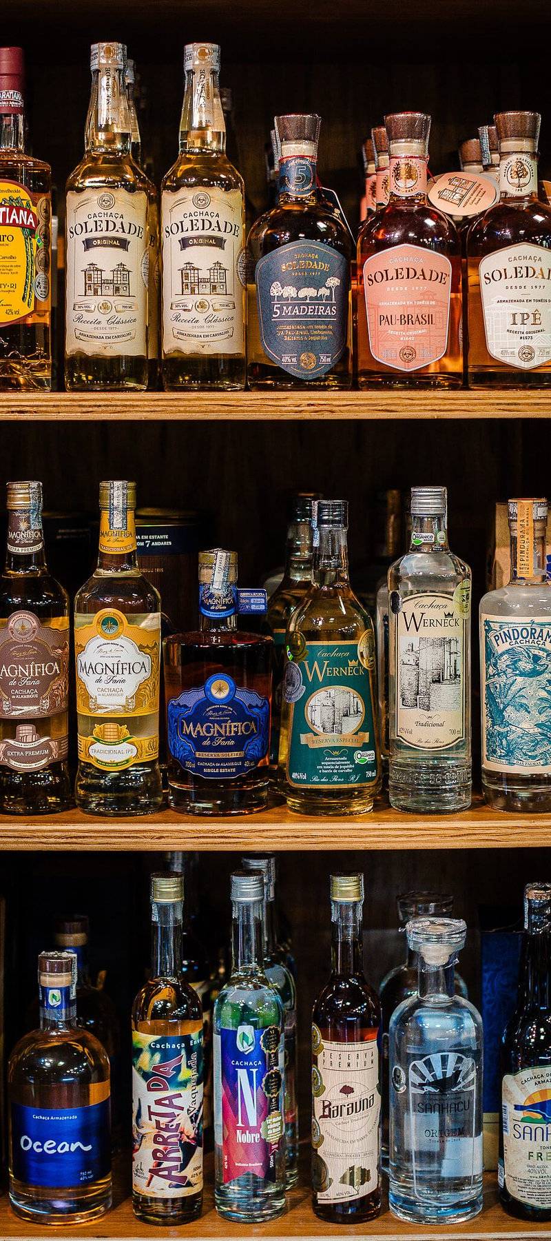 Cachaça shelves.