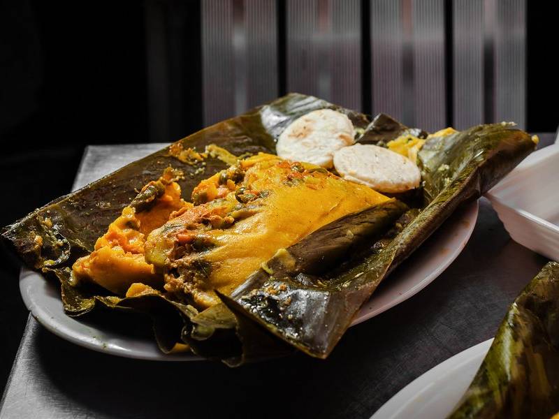 Steamed Colombian tamales.