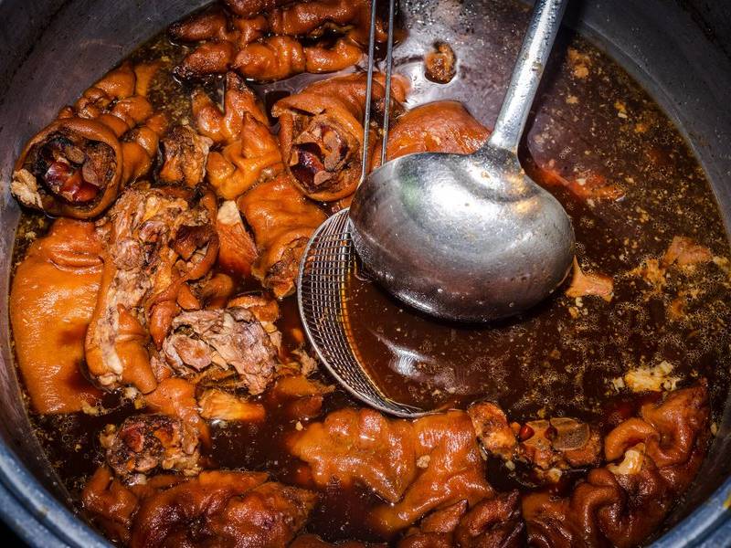 Dark soy khao khao moo.