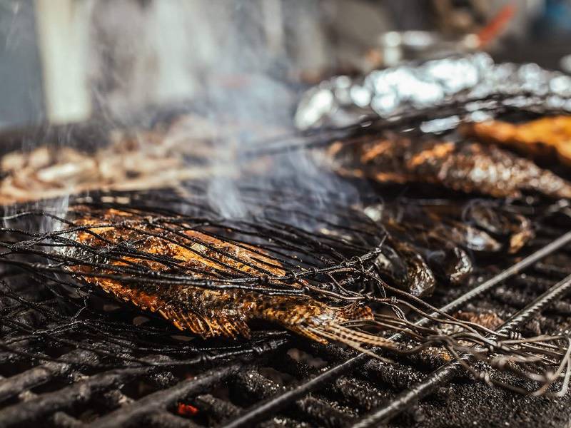 Fish on the grill.