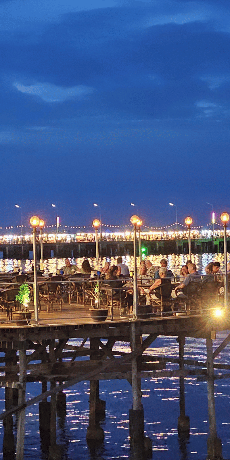 Hua Hin pier at night.
