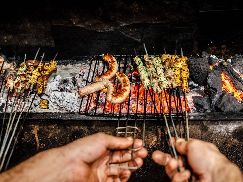 Charcoal brochettes.