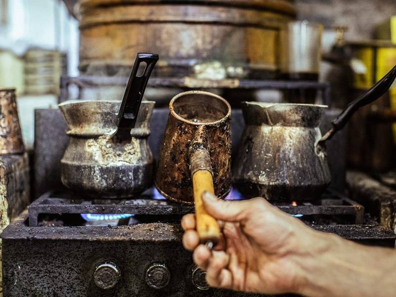 Copper coffee stove.