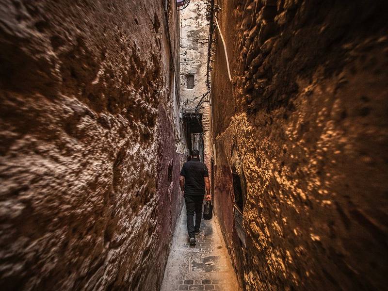 Narrow medina alley.