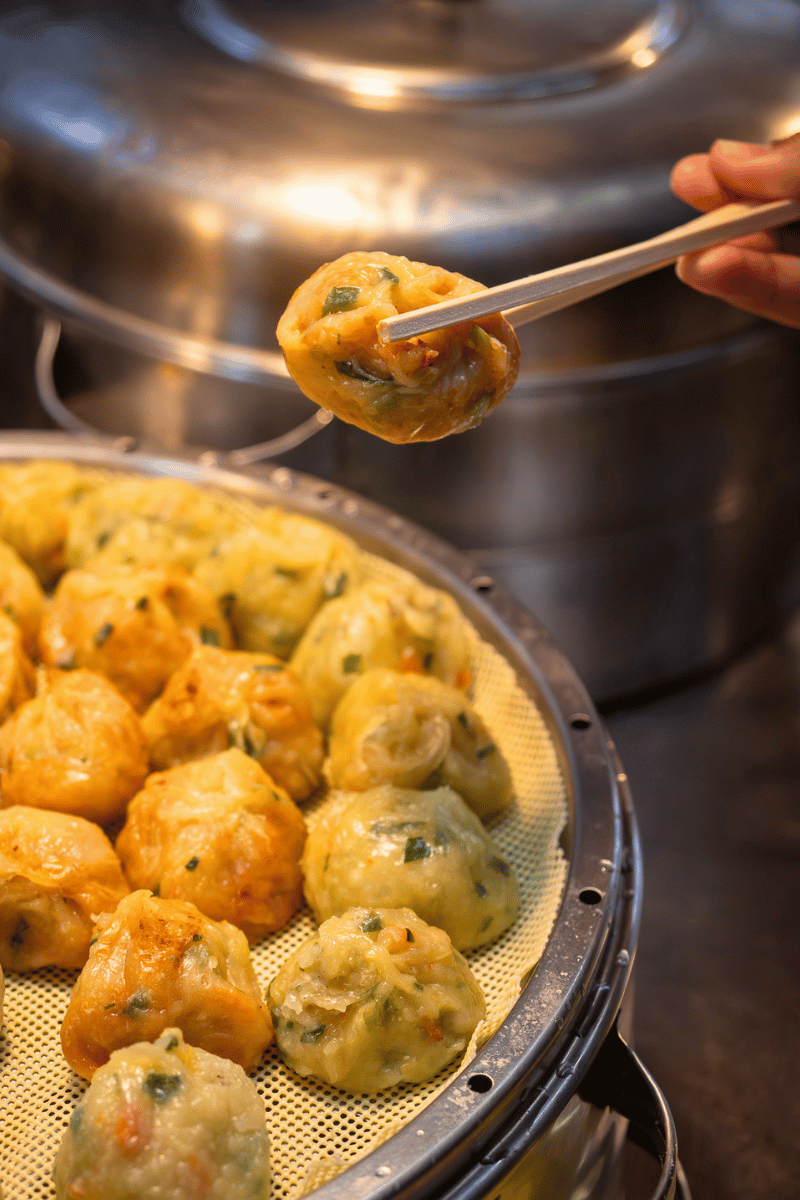 Steamed dumplings.