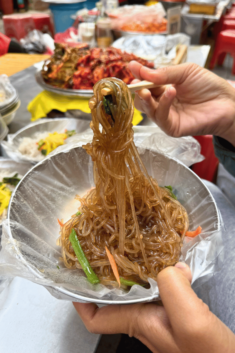 Japchae glass noodles.