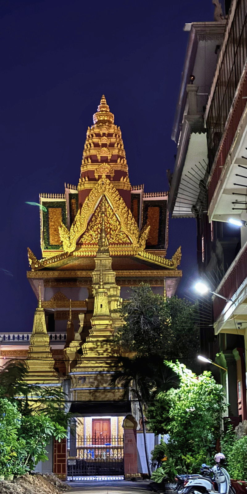 Pagoda at night.