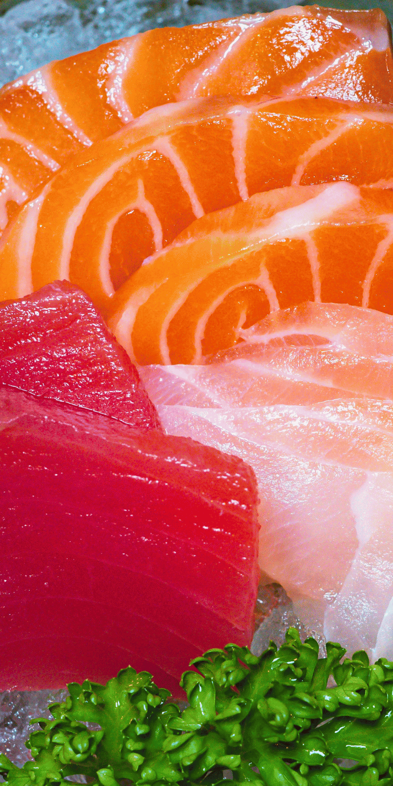 Tuna and salmon sashimi.