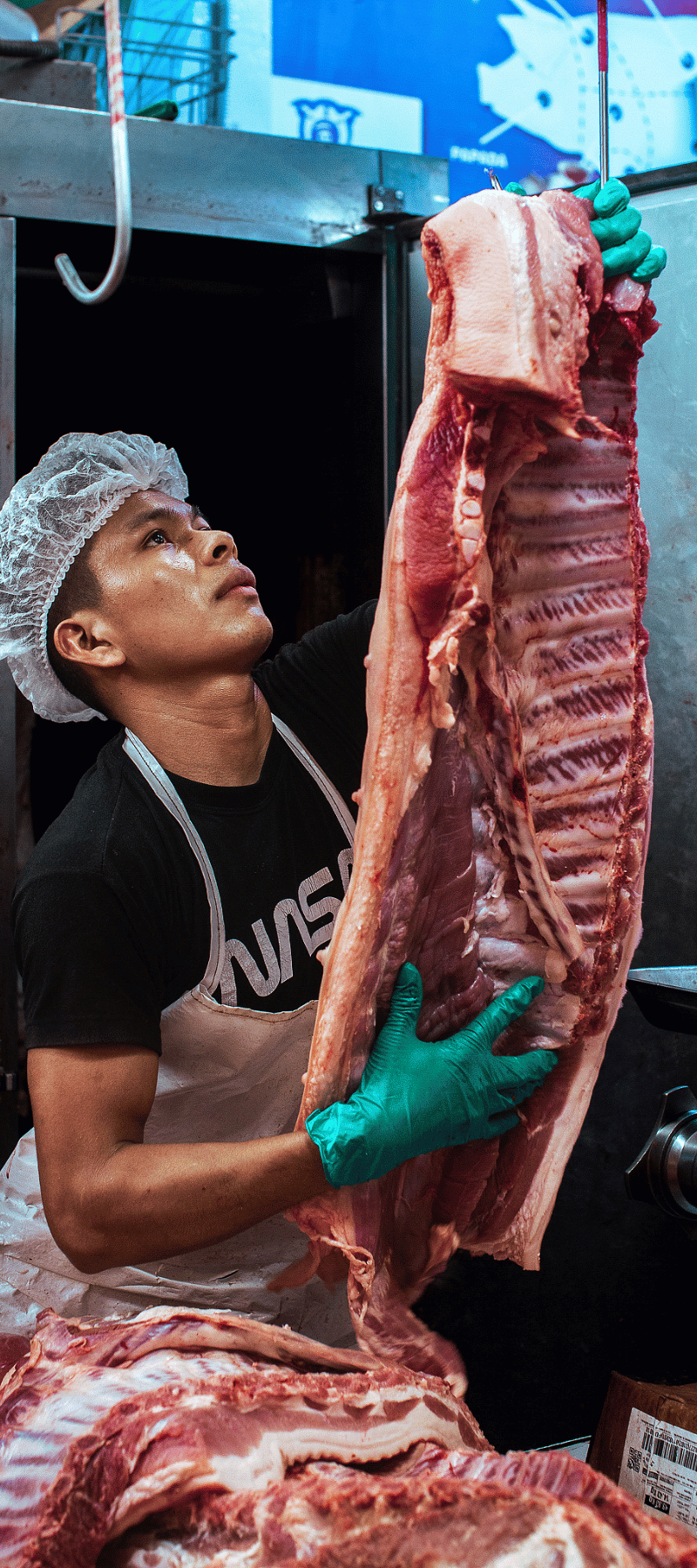 Butchers at work.