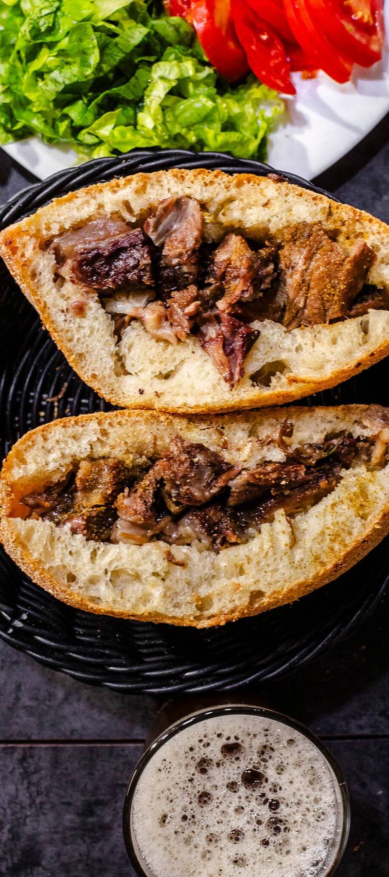 Mechoui lamb sandwich.