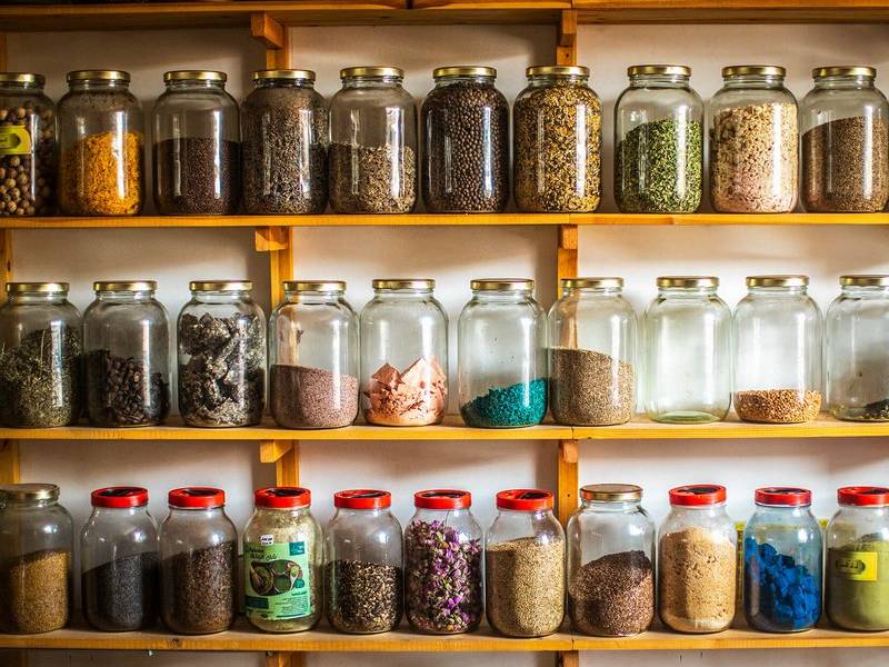 Herbalist's shelves.