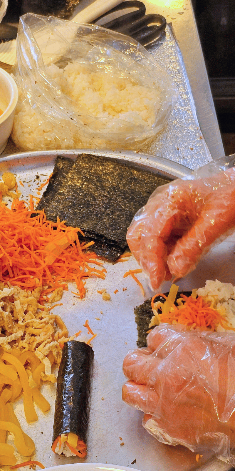 Rolling kimbap.