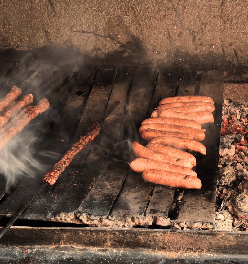 Smoky charcoal grills.