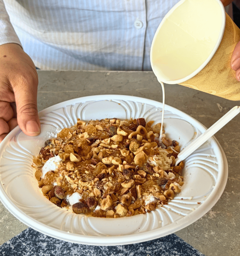 Koskosi sweet couscous with nuts.