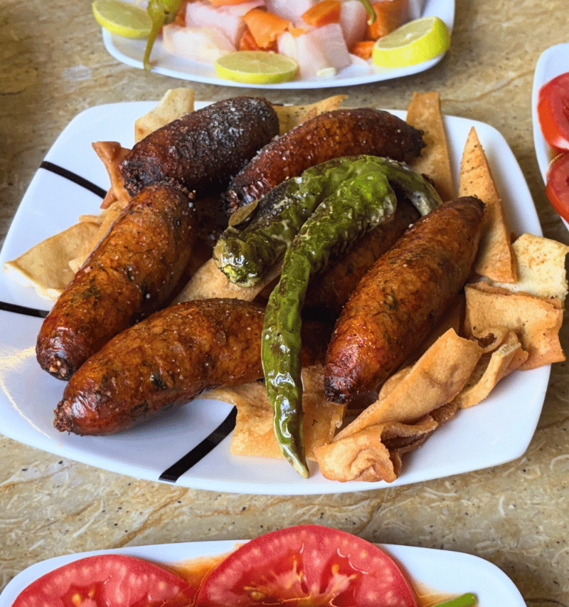 Stuffed rice sausage.