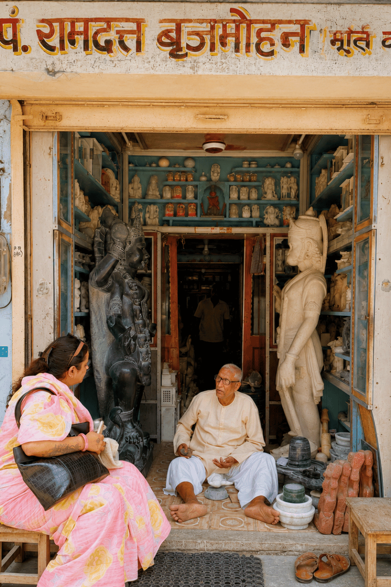 Idol-maker's storefront.