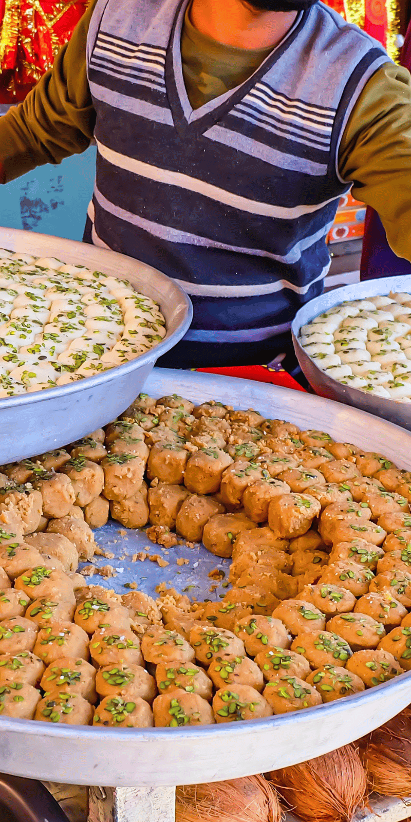 Trays of mithai.