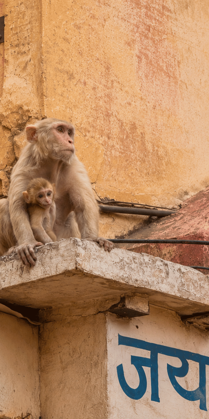 Rooftop macaques.