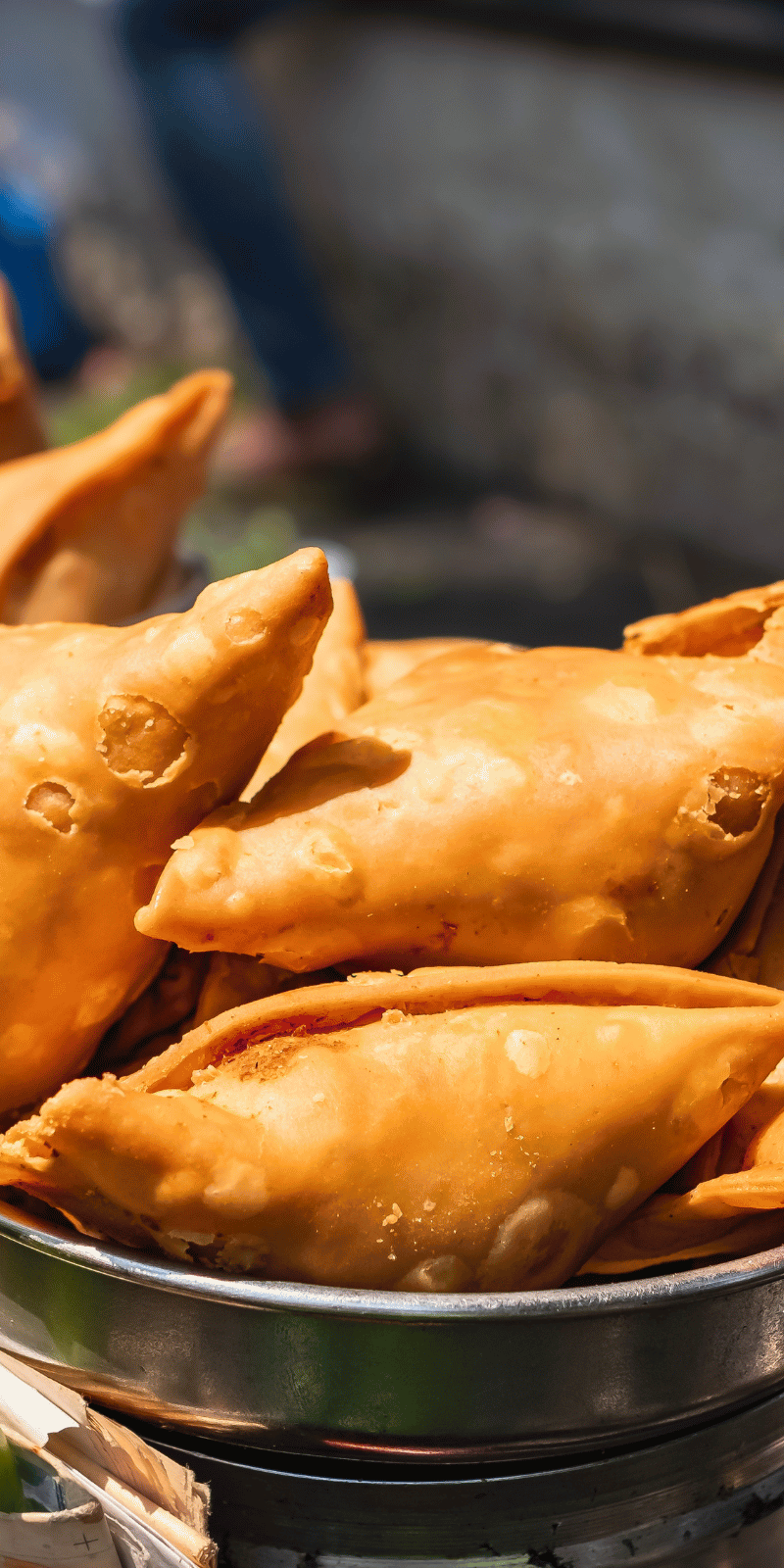Samosas and jwala chilli.