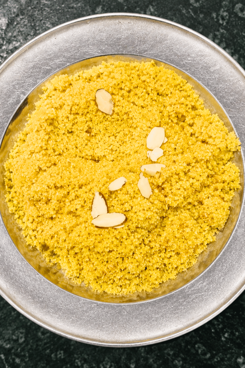 Crumbly besan churma.