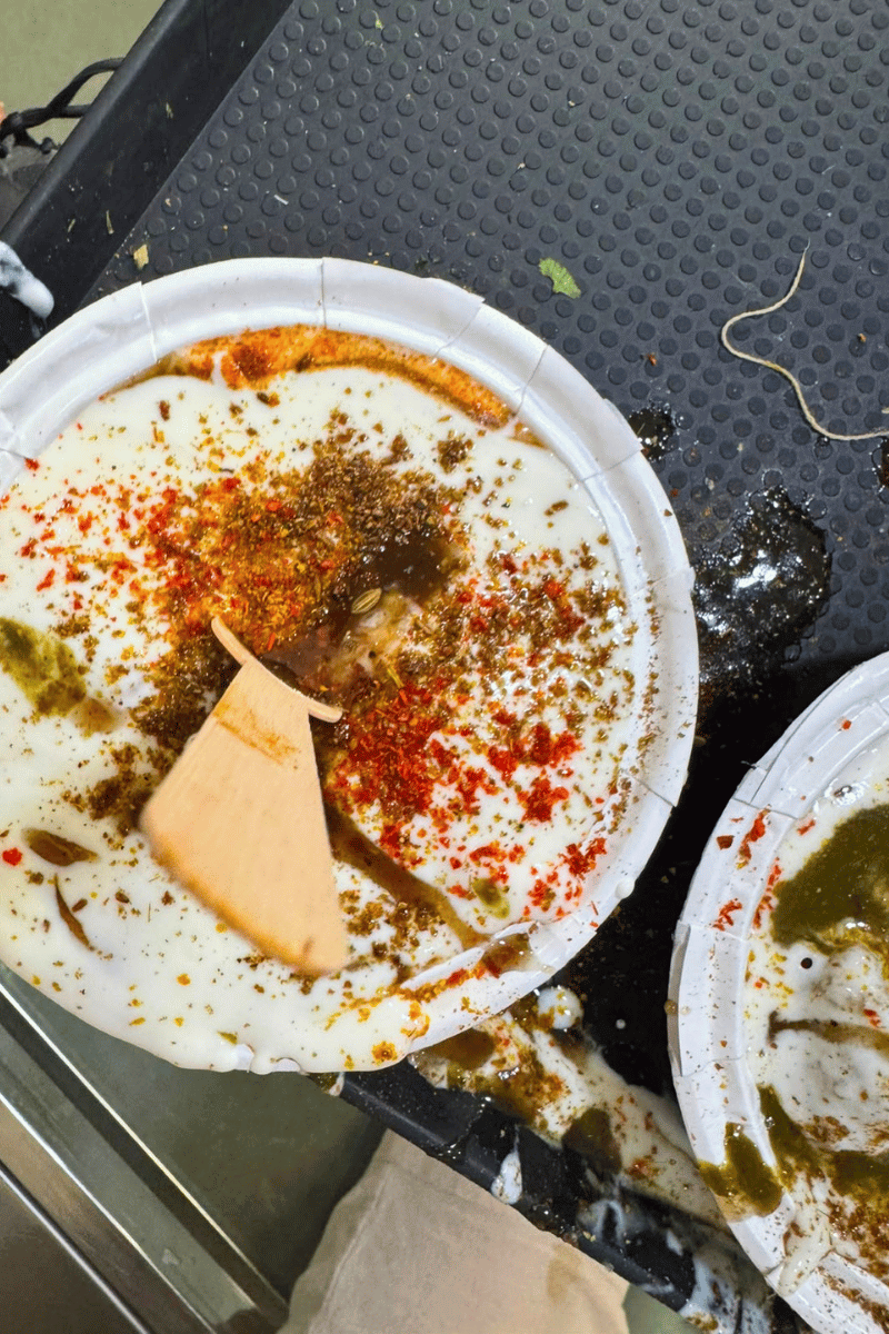 Lentil dumplings in yoghurt.
