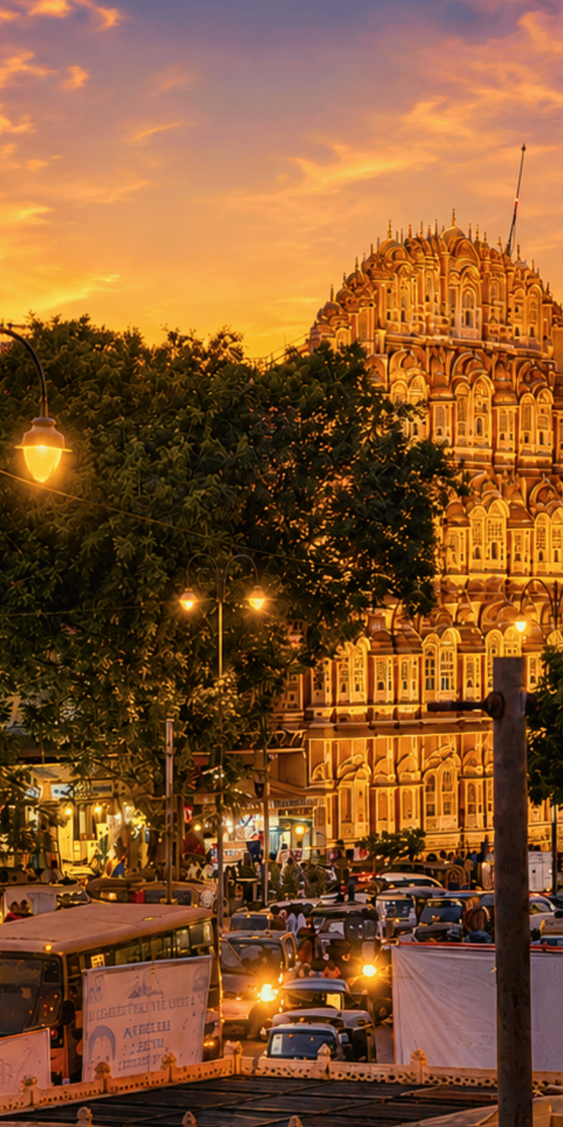 Hawa Mahal at dusk.