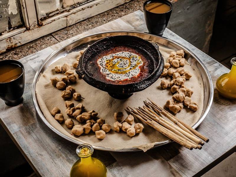 Tihilo with barley dumplings.