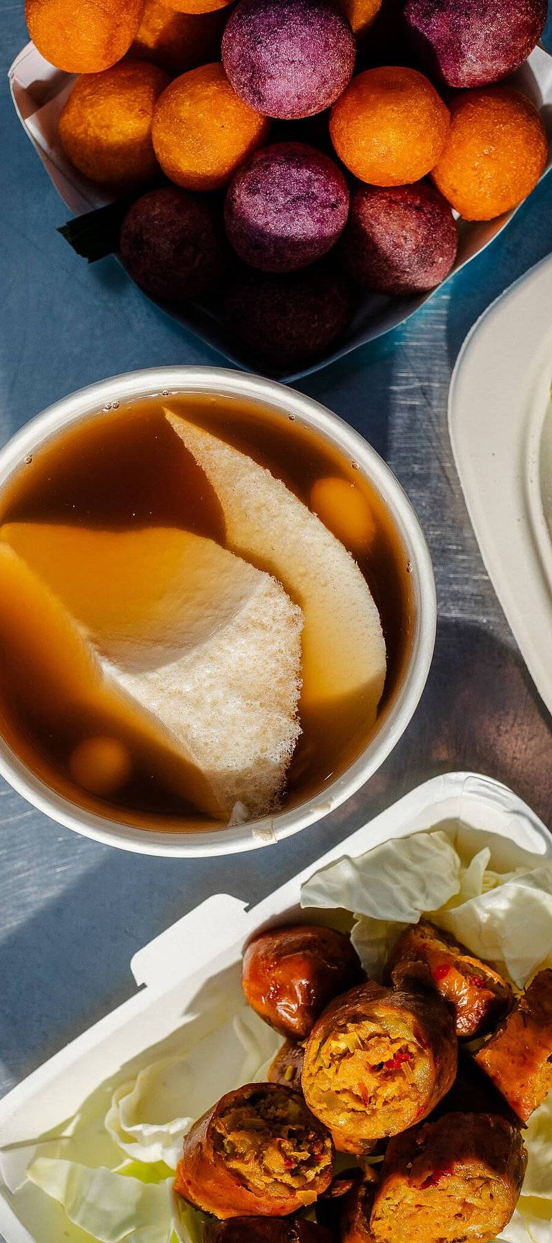 Silken tofu in ginger broth.