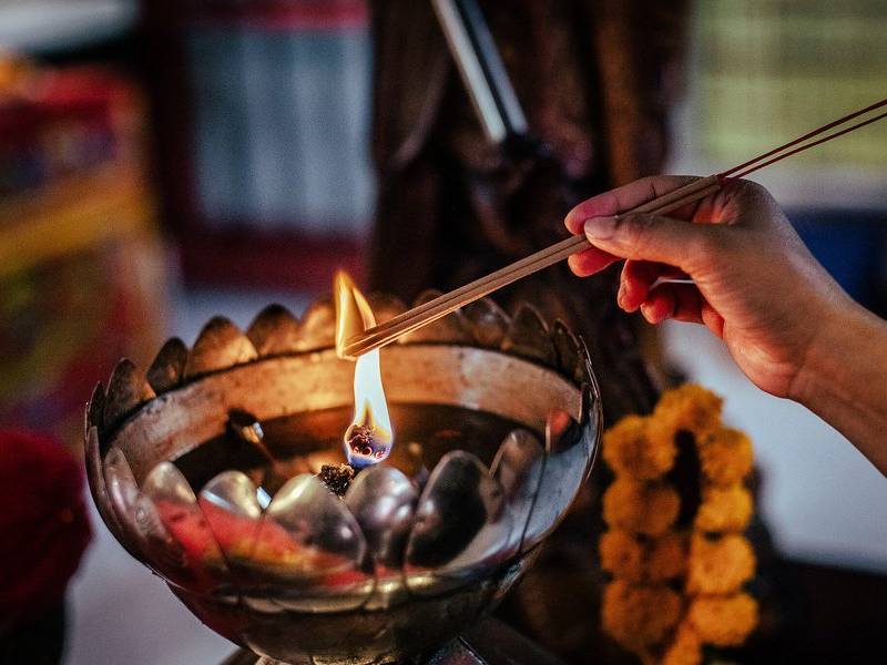 Incense offering.
