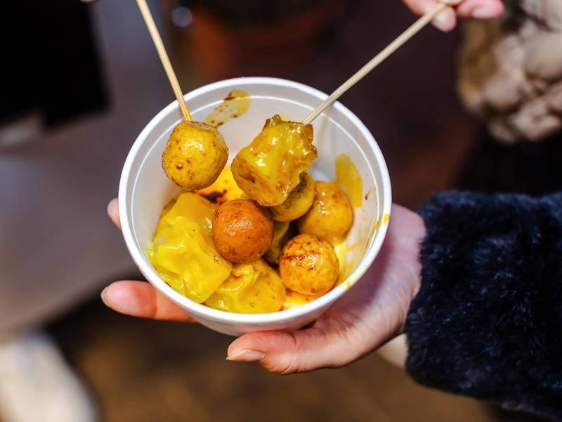 Curry fishballs.